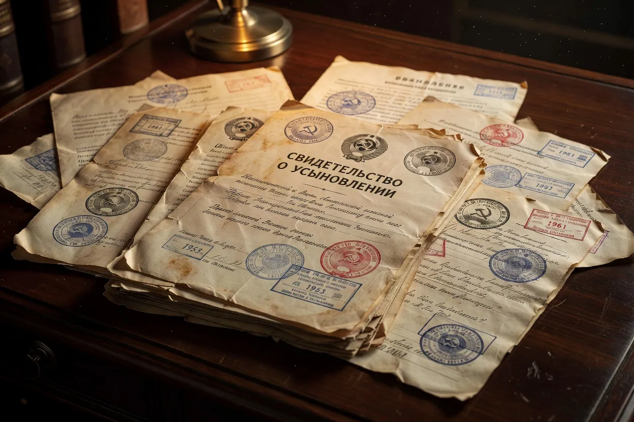 Documents officiels d adoption, tampons et papiers historiques