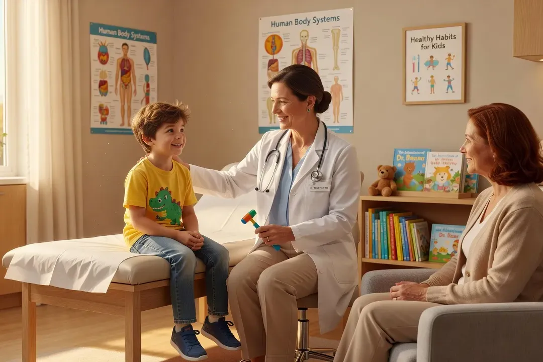 Consultation pédiatrique, médecin et enfant, environnement bienveillant